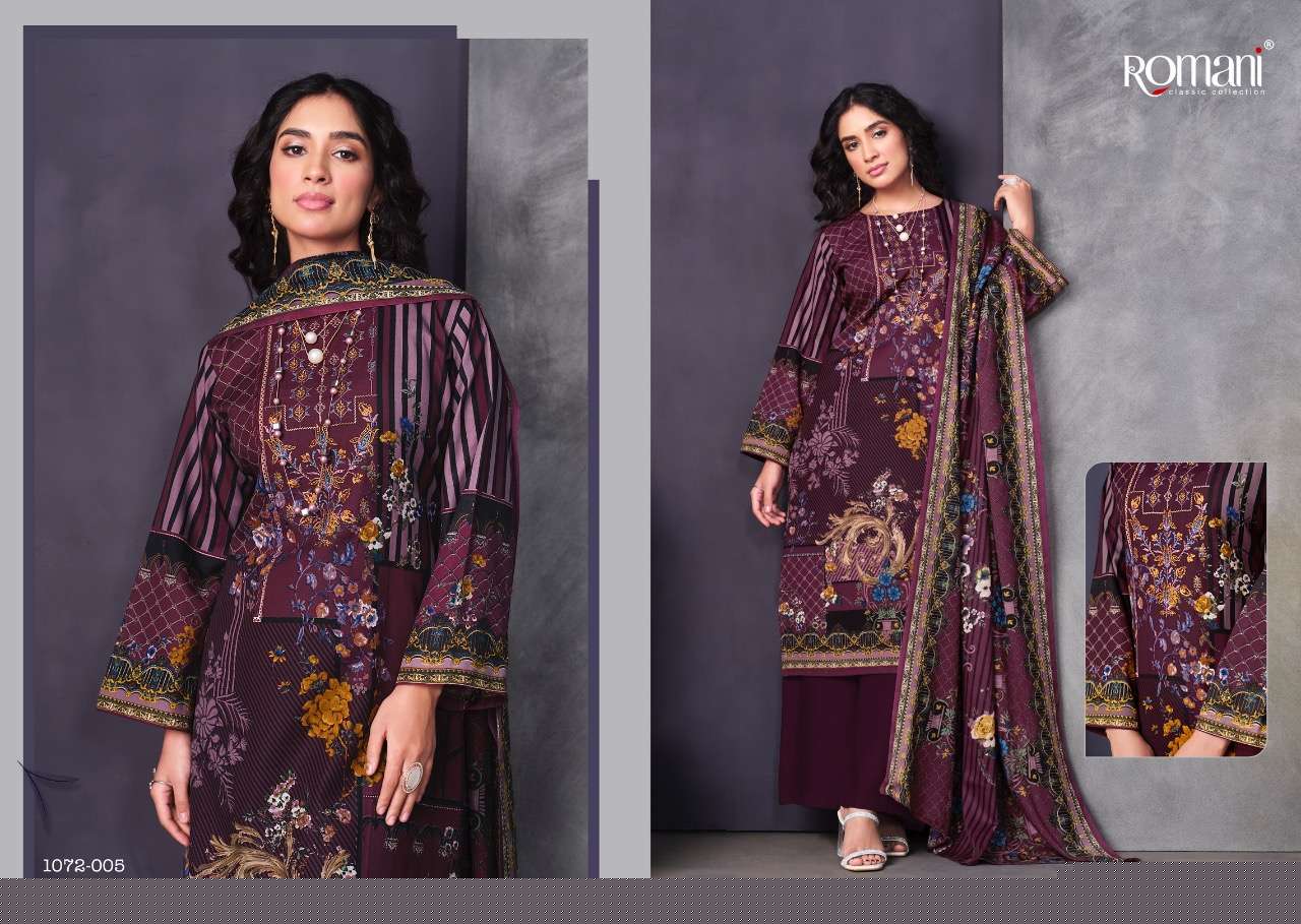 MAREENA VOL-9 BY ROMANI 1071-001 TO 1071-010 SERIES SUITS BEAUTIFUL FANCY COLORFUL STYLISH PARTY WEAR & OCCASIONAL WEAR SOFT COTTON PRINT DRESSES AT WHOLESALE PRICE